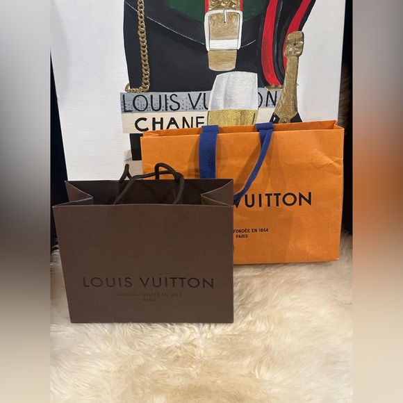🔥 2 LOUIS VUITTON SHOPPING BAG Orange & Brown - Picture 1 of 9